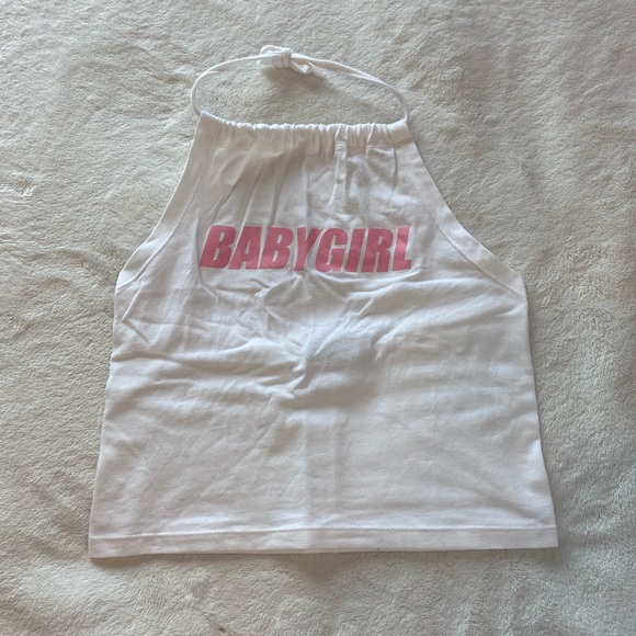 Pink & White Baby Girl Halter Top Crop Top - Picture 1 of 11